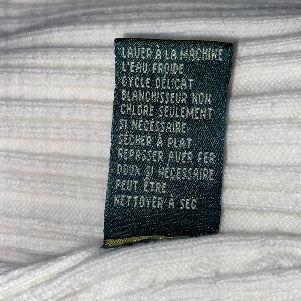 LAUREN RALPH LAUREN Cable Knit Cardigan-Vintage-Green Label-White/Black Size Med - Picture 8 of 9